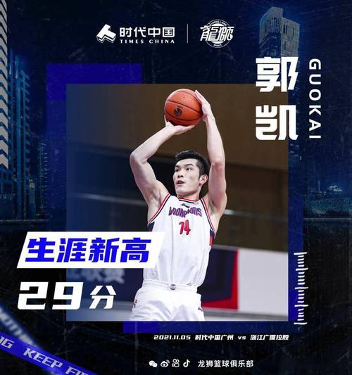 积极高效！郭凯半场5中5拿下12分5板1助4前场板